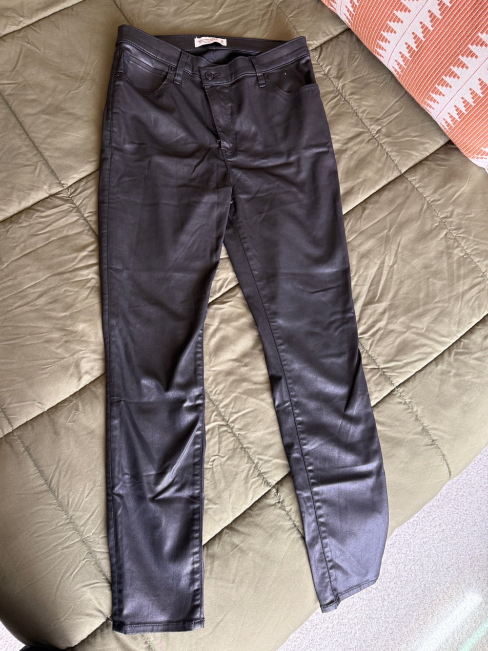 Abercrombie Super Skinny Ankle High Rise Coated Jeans
